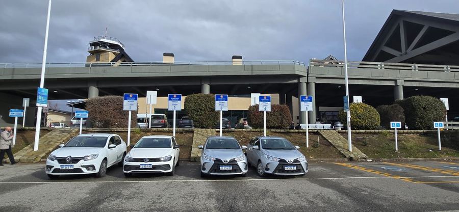 Our own fleet in the reserved parking bays at Bariloche Airport